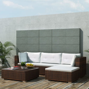 Set Divani da Giardino 5 pz con Cuscini in Polyrattan Marrone 42739