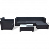 Set Divani da Giardino 6 pz con Cuscini in Polyrattan Nero cod mxl 35338