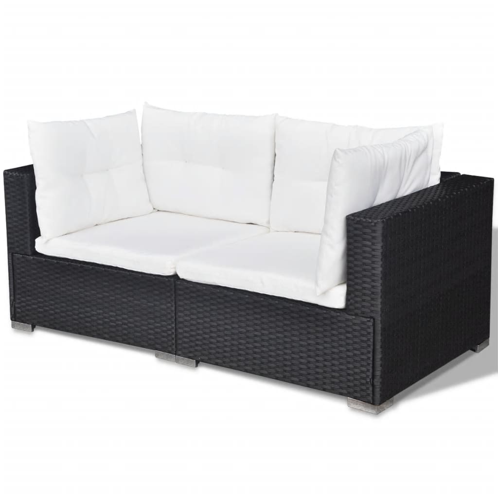 Set Divani da Giardino 6 pz con Cuscini in Polyrattan Nero cod mxl 35338