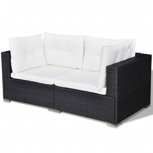 Set Divani da Giardino 6 pz con Cuscini in Polyrattan Nero cod mxl 35338