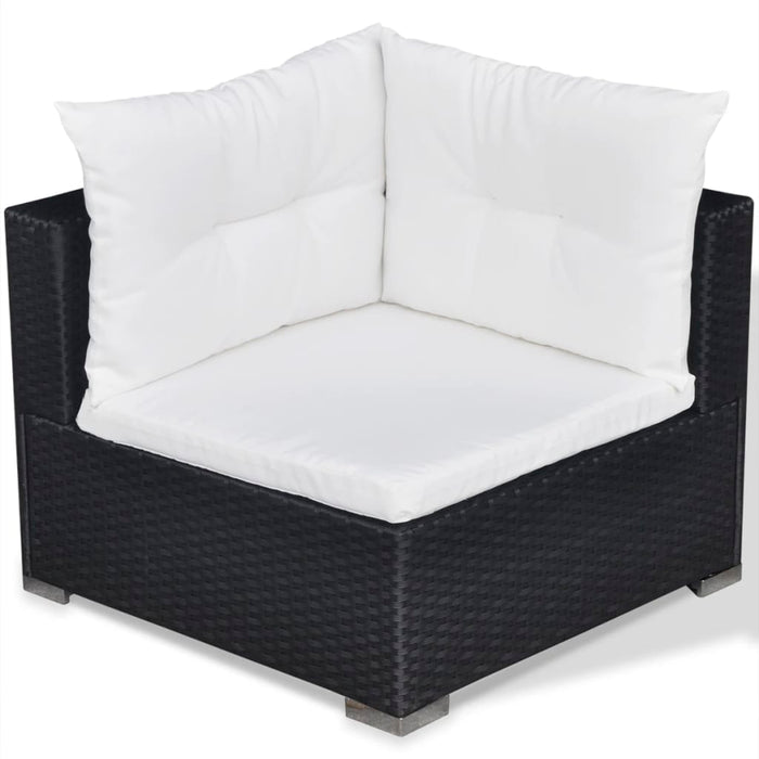 Set Divani da Giardino 6 pz con Cuscini in Polyrattan Nero cod mxl 35338