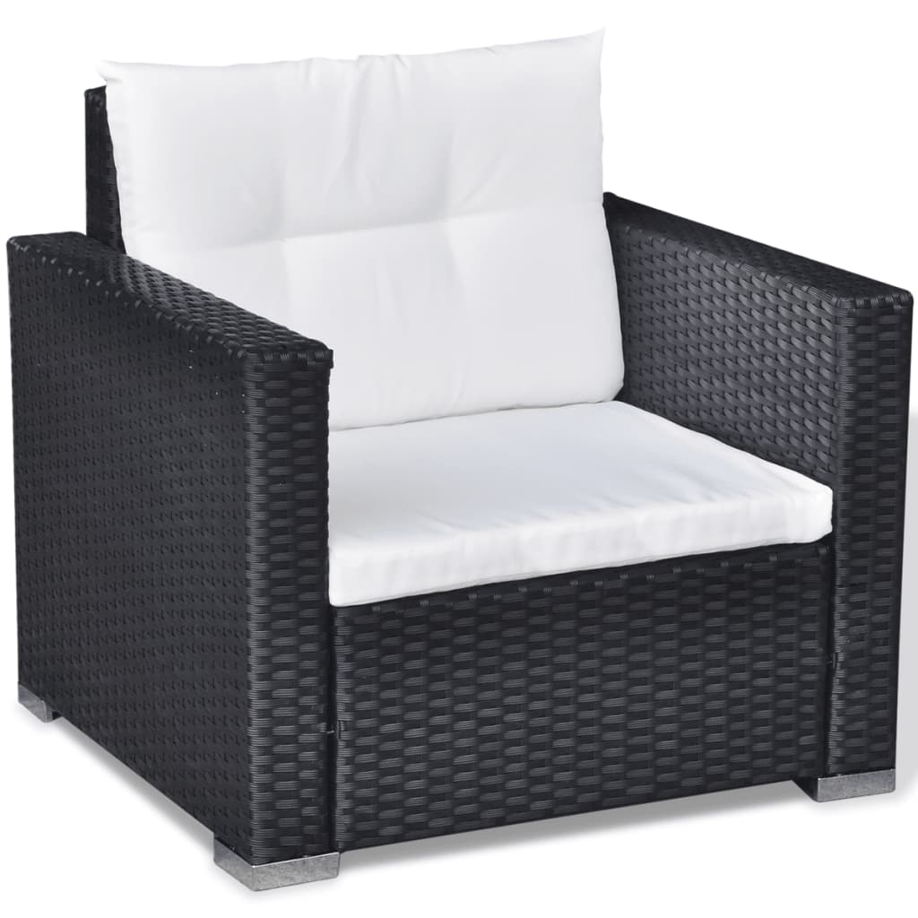 Set Divani da Giardino 6 pz con Cuscini in Polyrattan Nero cod mxl 35338