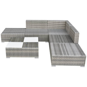 Set Divani da Giardino 6 pz con Cuscini in Polyrattan Grigio 42745