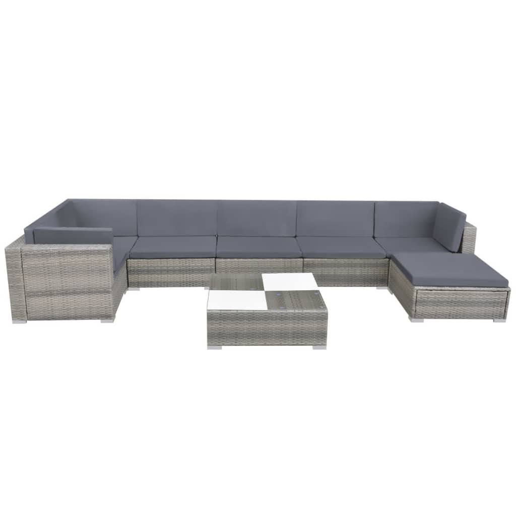 Set Divani da Giardino 8 pz con Cuscini in Polyrattan Grigio cod mxl 35336