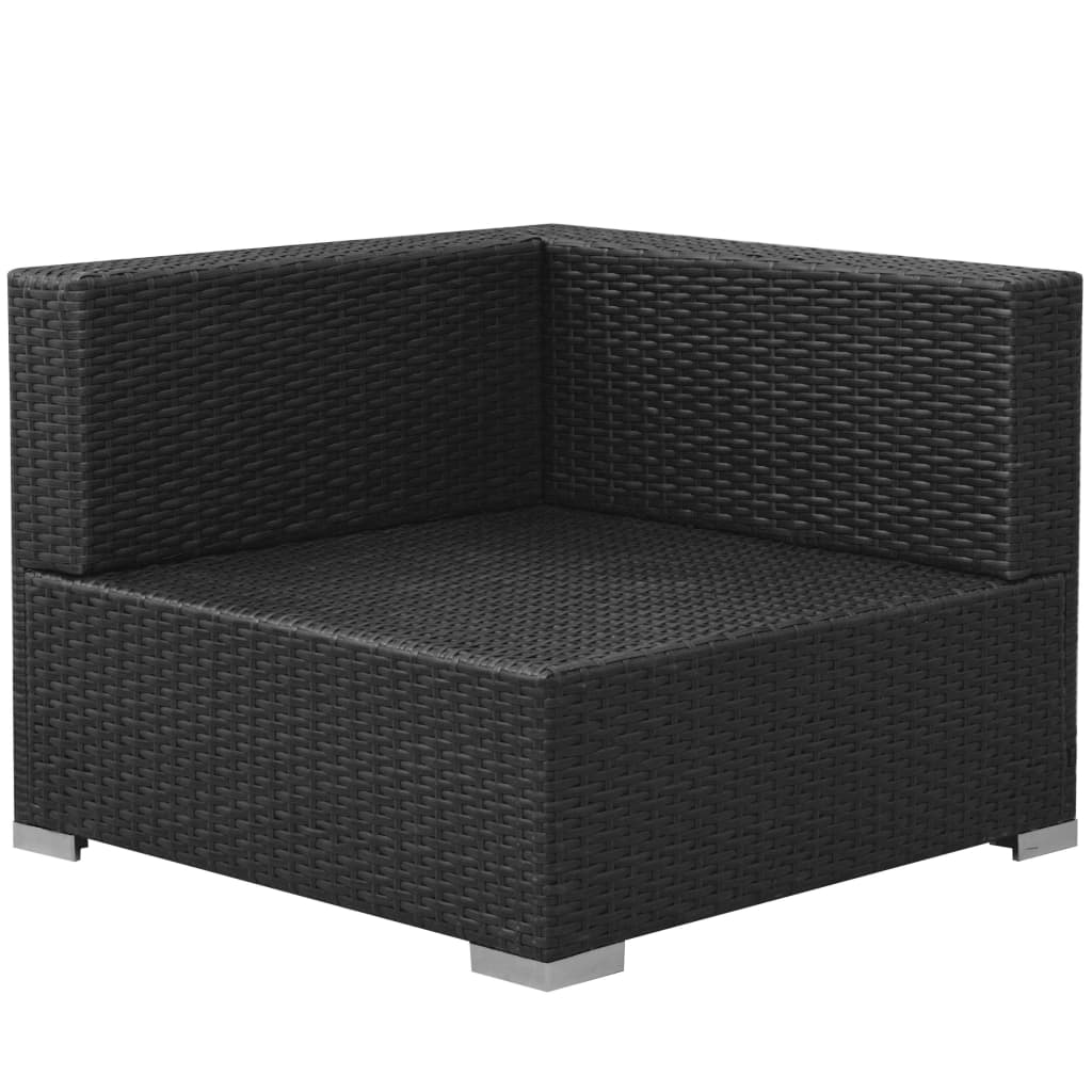 Set Divani da Giardino 3 pz con Cuscini in Polyrattan Nero cod mxl 35216