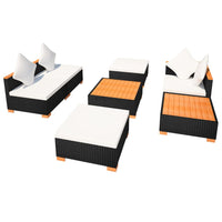 Set Divani da Giardino 7 pz con Cuscini in Polyrattan Nero 42757