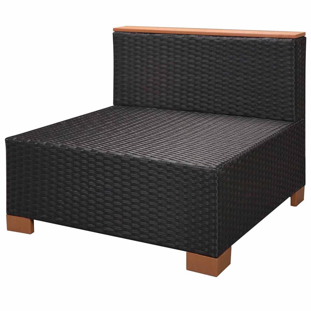 Set Divani da Giardino 7 pz con Cuscini in Polyrattan Nero 42757