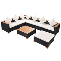 Set Divani da Giardino 8 pz con Cuscini in Polyrattan Nero cod mxl 39302