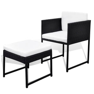 Set da Pranzo da Giardino 9 pz con Cuscini in Polyrattan Nero 42759