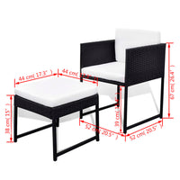 Set da Pranzo da Giardino 9 pz con Cuscini in Polyrattan Nero 42759