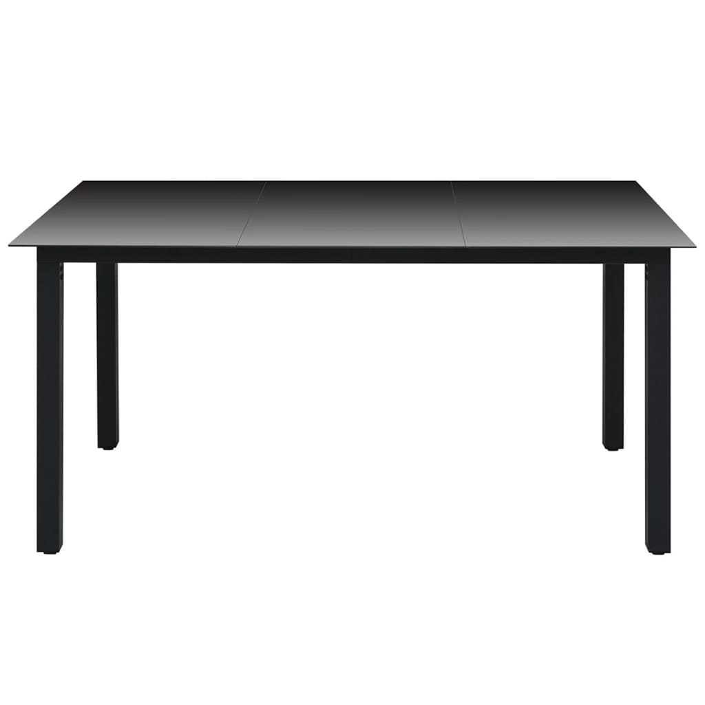 Tavolo da Giardino Nero 150x90x74 cm in Alluminio e Vetro cod mxl 34534