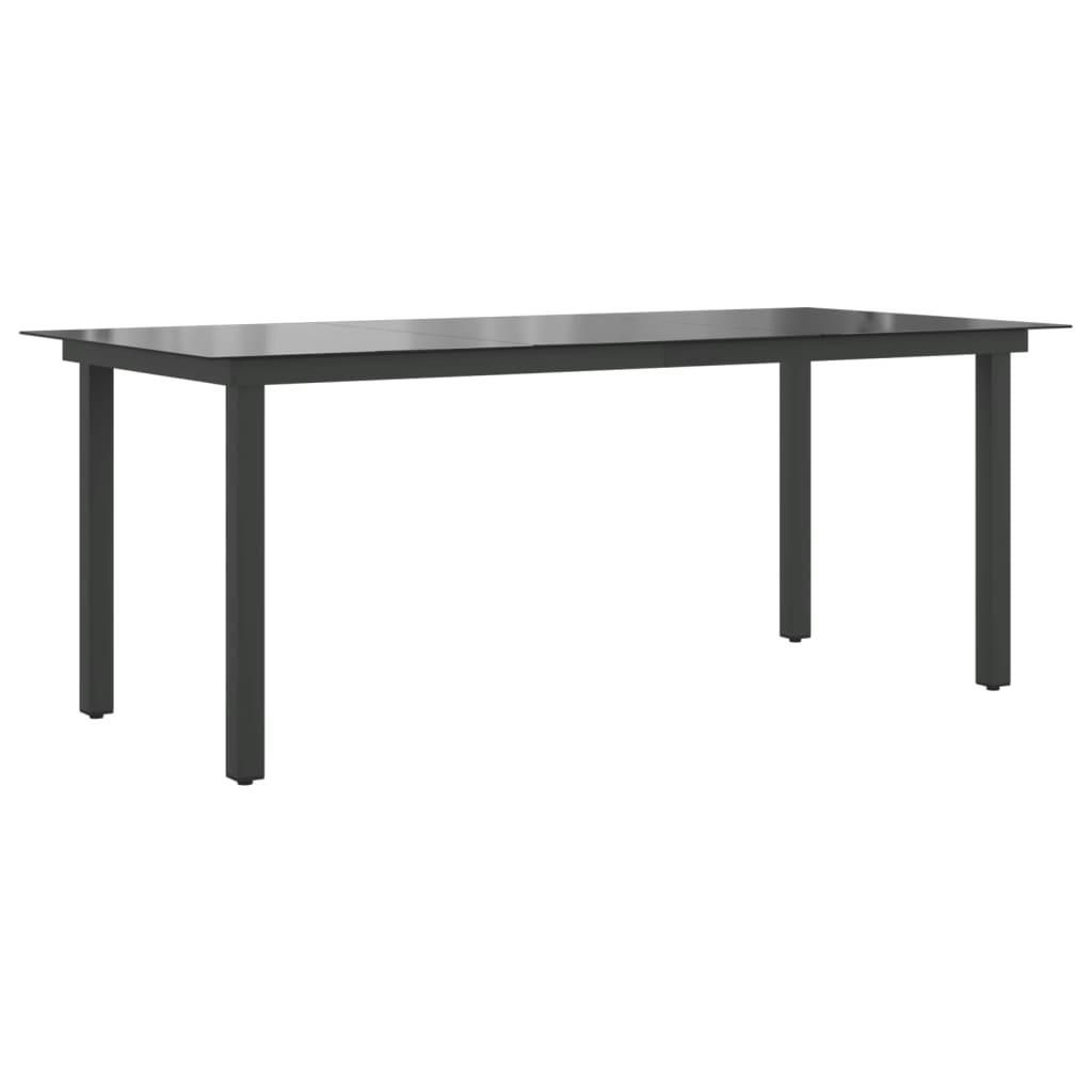 Tavolo da Giardino Nero 190x90x74 cm in Alluminio e Vetro cod mxl 34546