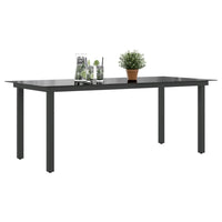 Tavolo da Giardino Nero 190x90x74 cm in Alluminio e Vetro cod mxl 34546