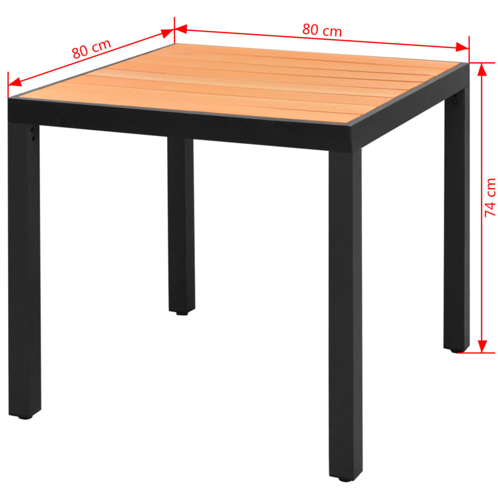 Tavolo da Giardino Marrone 80x80x74 cm cm in Alluminio e WPC cod mxl 59382