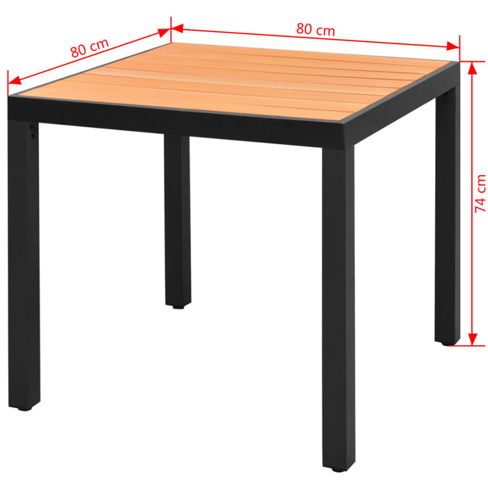 Tavolo da Giardino Marrone 80x80x74 cm cm in Alluminio e WPC cod 10466