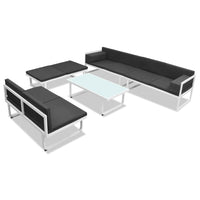 Set Divani da Giardino 5 pz in Textilene e Alluminio Nero