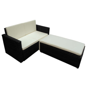 Set Divani da Giardino 2 pz con Cuscini in Polyrattan Nero cod mxl 35337