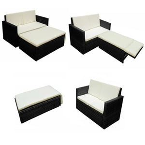 Set Divani da Giardino 2 pz con Cuscini in Polyrattan Nero cod mxl 35337