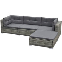 Set Divani da Giardino 5 pz con Cuscini in Polyrattan Grigio 42835