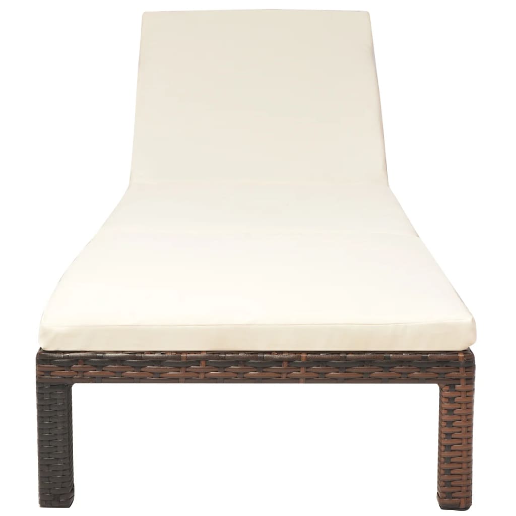 Lettino Prendisole con Cuscino in Polyrattan Marrone cod mxl 26461