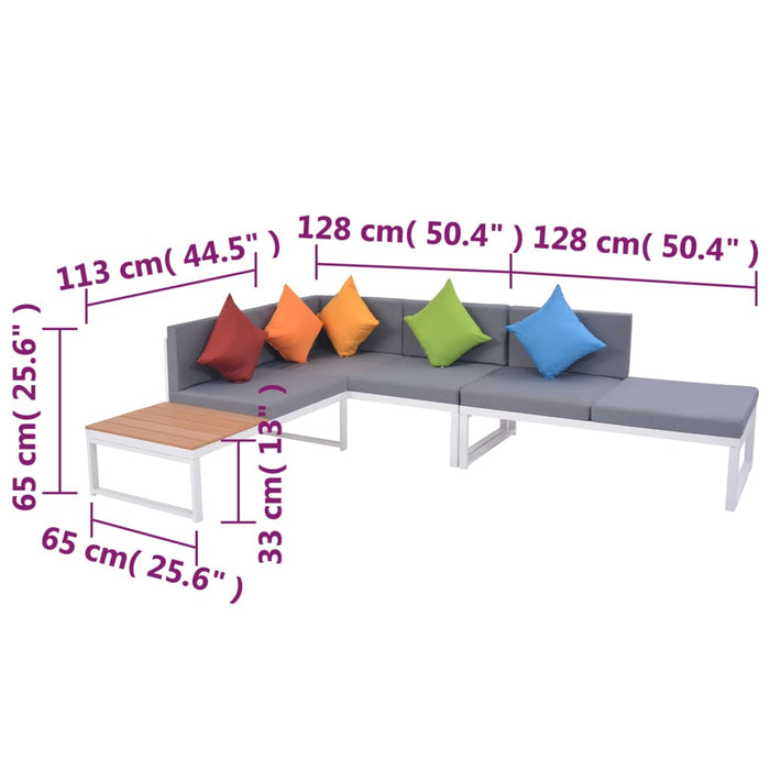 Set Divani da Giardino 4 pz con Cuscini in Alluminio e WPC cod mxl 34905