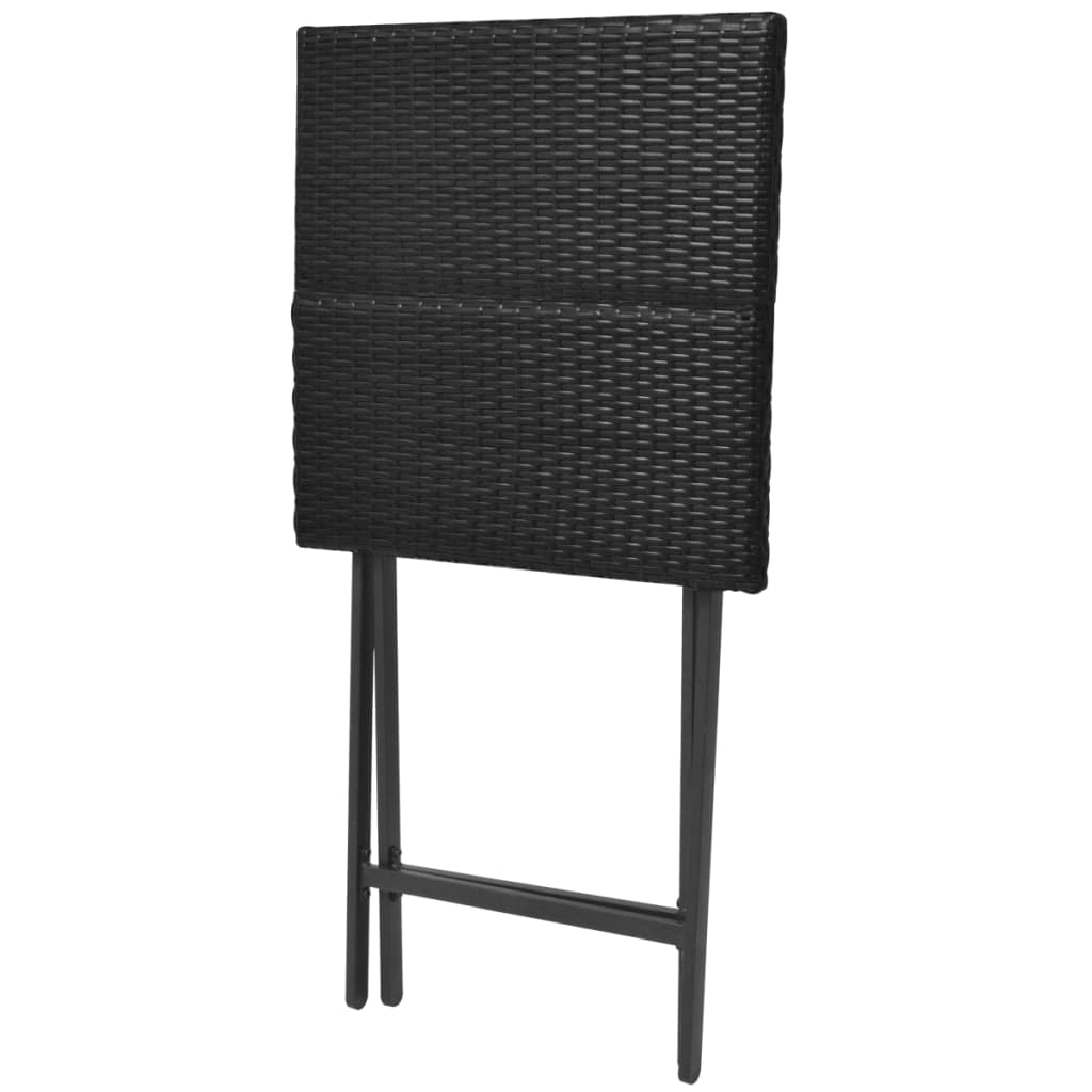 Set da Giardino 5 pz Pieghevole in Acciaio e Polyrattan Nero