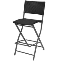 Set da Giardino 5 pz Pieghevole in Acciaio e Polyrattan Nero