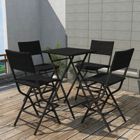 Set da Giardino 5 pz Pieghevole in Acciaio e Polyrattan Nero