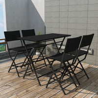 Set da Giardino 5 pz Pieghevole in Acciaio e Polyrattan Nero 42876