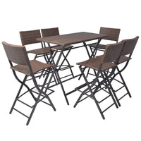 Set da Giardino 7 pz Pieghevole in Acciaio e Polyrattan Marrone 42877