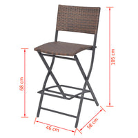 Set da Giardino 7 pz Pieghevole in Acciaio e Polyrattan Marrone 42877