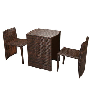 Set da Bistrot 3 pz con Cuscini in Polyrattan Marrone 42881