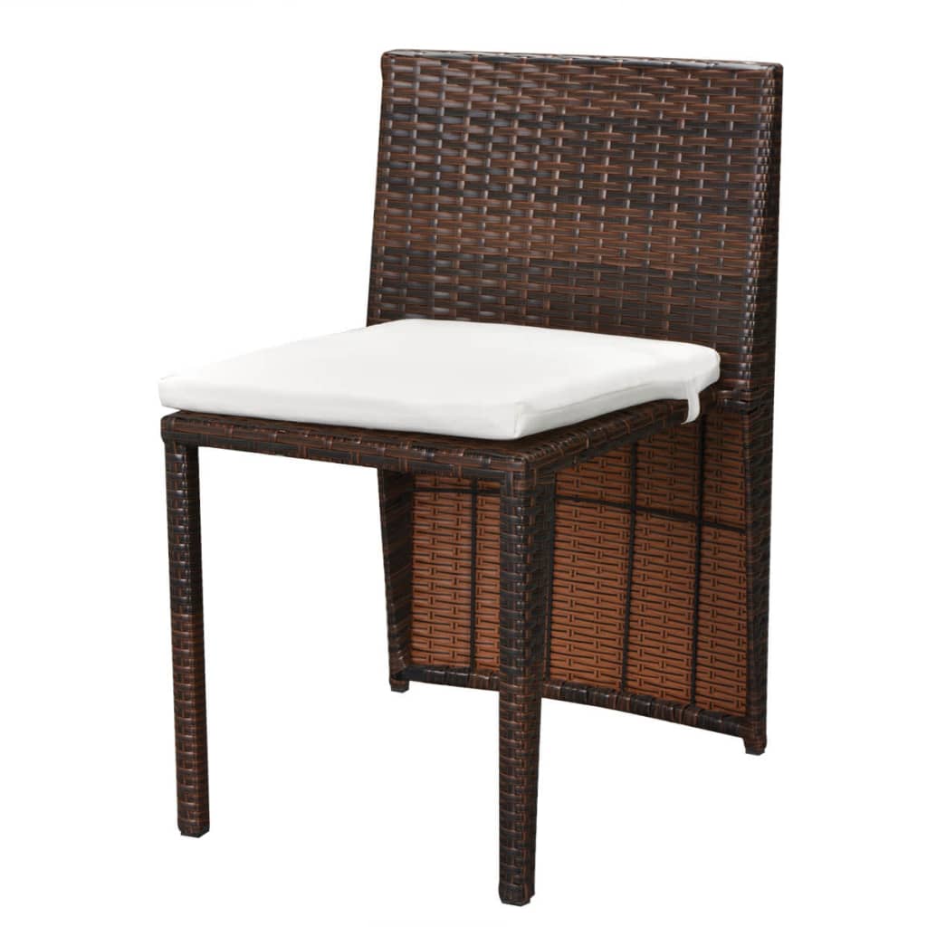 Set da Bistrot 3 pz con Cuscini in Polyrattan Marrone 42881