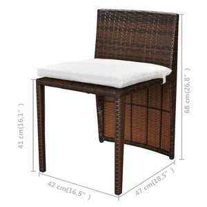 Set da Bistrot 3 pz con Cuscini in Polyrattan Marrone 42881