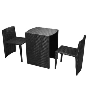 Set da Bistrot 3 pz con Cuscini in Polyrattan Nero cod mxl 35780