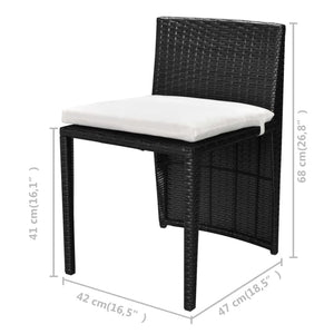 Set da Bistrot 3 pz con Cuscini in Polyrattan Nero cod mxl 35780