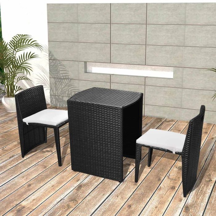 Set da Bistrot 3 pz con Cuscini in Polyrattan Nero cod mxl 35780