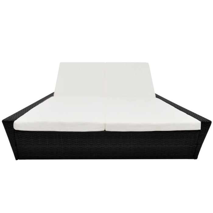 Lettino Prendisole da Giardino con Cuscino in Polyrattan Nero 42903