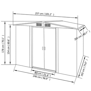 Capanno per Attrezzi in Metallo Grigio 257x205x178 cm