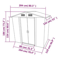 Capanno per Attrezzi in Metallo Verde 204x132x186 cm 42909