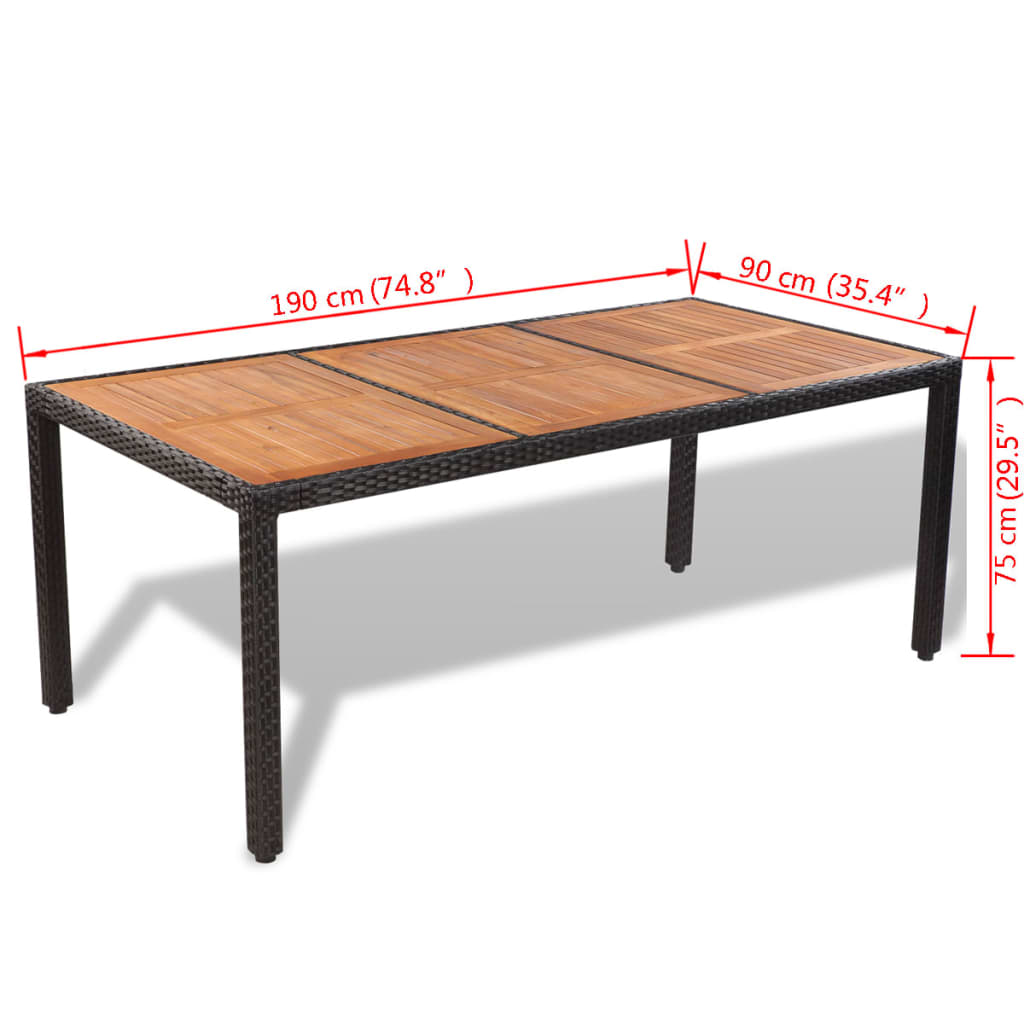 Set da Pranzo da Giardino 9 pz con Cuscini in Polyrattan cod mxl 58250