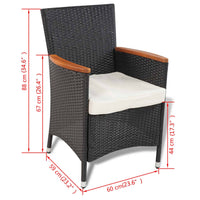 Set da Pranzo da Giardino 9 pz con Cuscini in Polyrattan cod mxl 58250