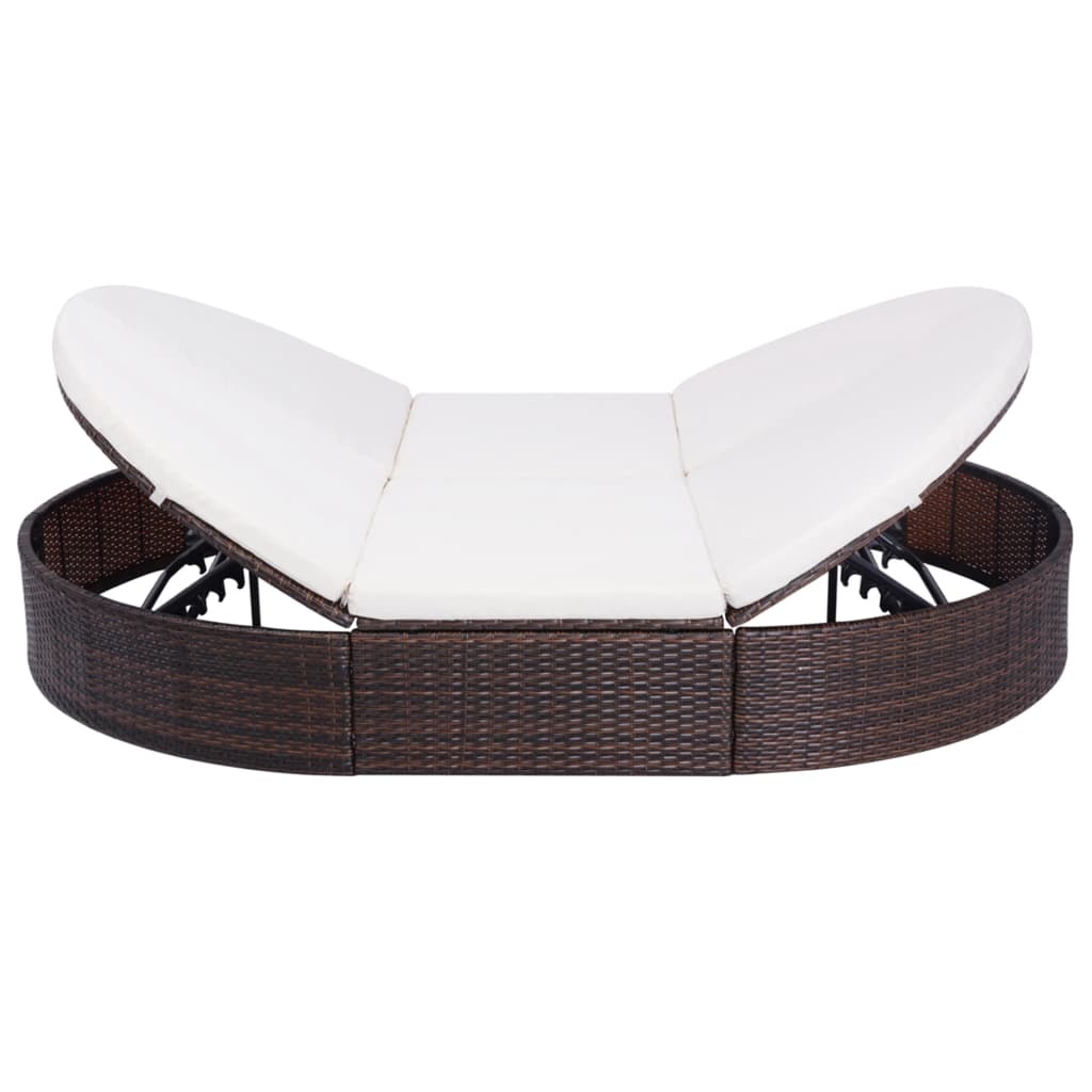 Lettino Prendisole con Cuscino in Polyrattan Marrone 42939