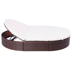 Lettino Prendisole con Cuscino in Polyrattan Marrone 42939