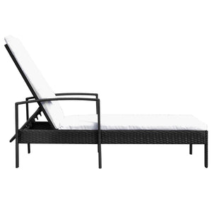 Lettino Prendisole con Cuscino in Polyrattan Nero 42942