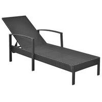 Lettino Prendisole con Cuscino in Polyrattan Nero 42942