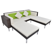 Set Divani da Giardino 4 pz con Cuscini in Polyrattan Marrone cod mxl 35651