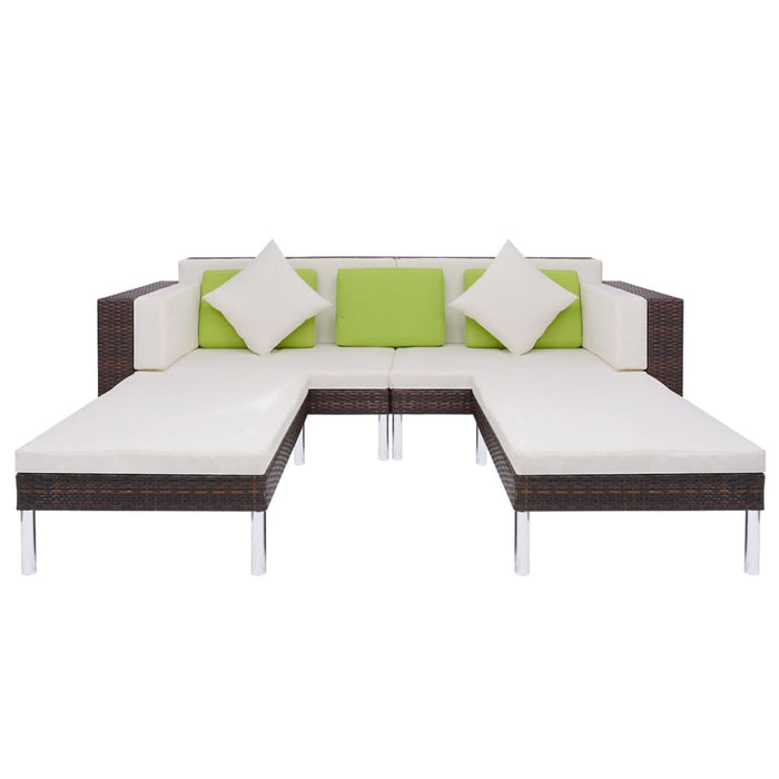 Set Divani da Giardino 4 pz con Cuscini in Polyrattan Marrone cod mxl 35651