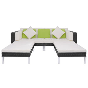 Set Divani da Giardino 4 pz con Cuscini in Polyrattan Nero 42944