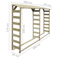 Doppio Capannone per Legname 300x44x176cm Legno Pino Impregnato